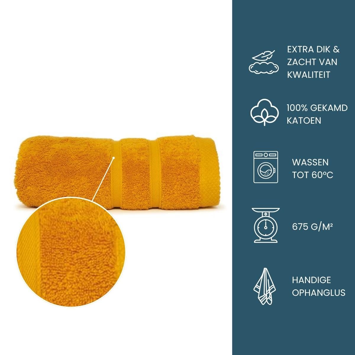 The One Handdoek Ultra Deluxe 50 x 100 cm 675 gr Gold Yellow
