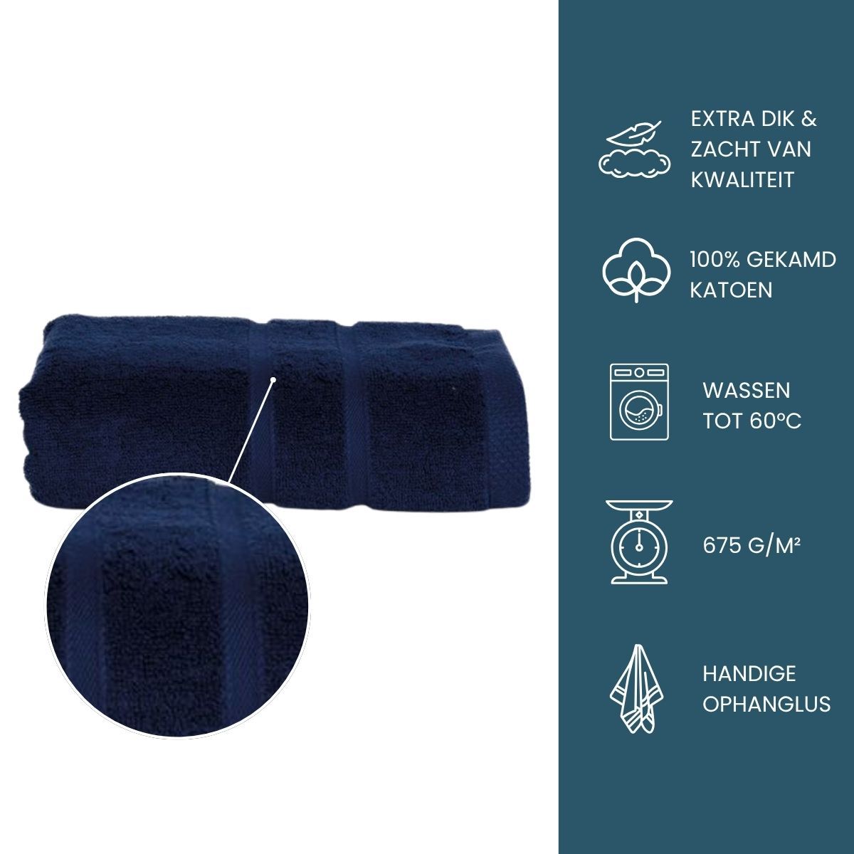 The One Gastendoek Ultra Deluxe 40x60 cm 675 gram Navy Blue