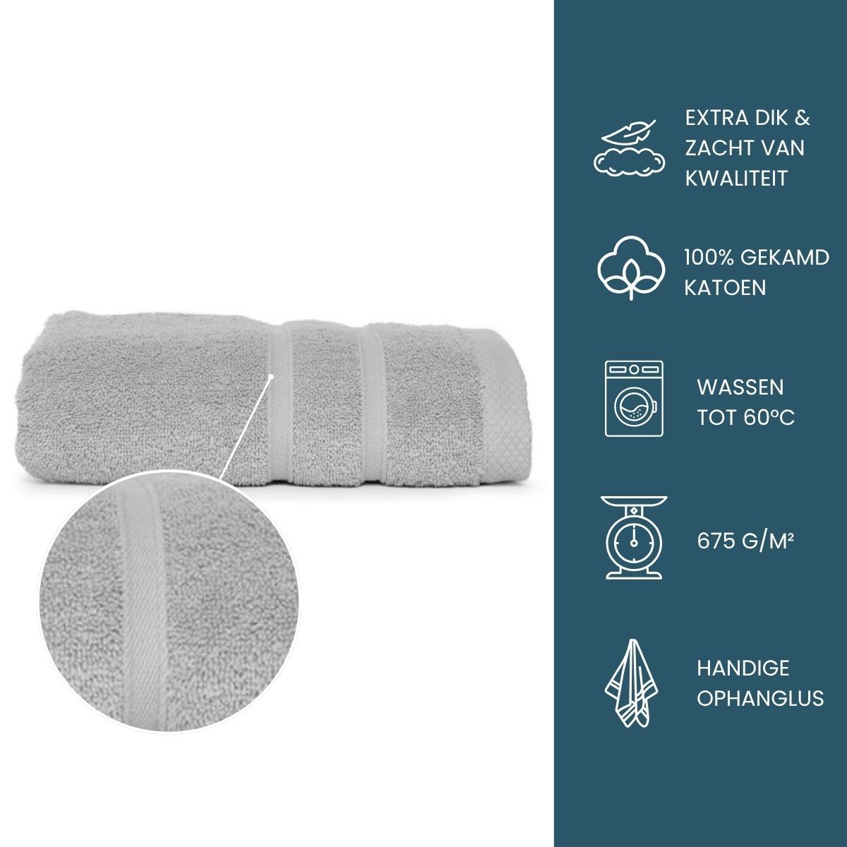 The One Gastendoek Ultra Deluxe 40x60 cm 675 gram Silver Grey