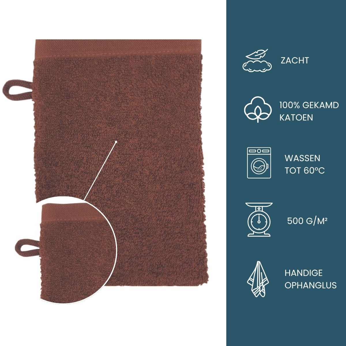 The One Washandje 500 gram 15x21 cm Bruin