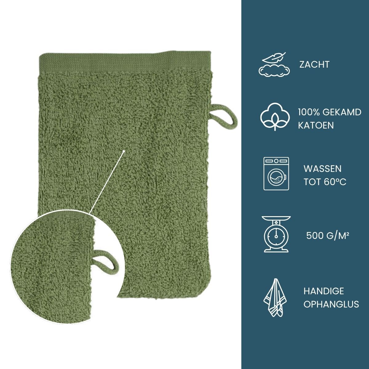 The One Washandjes Olive Green - 10 stuks