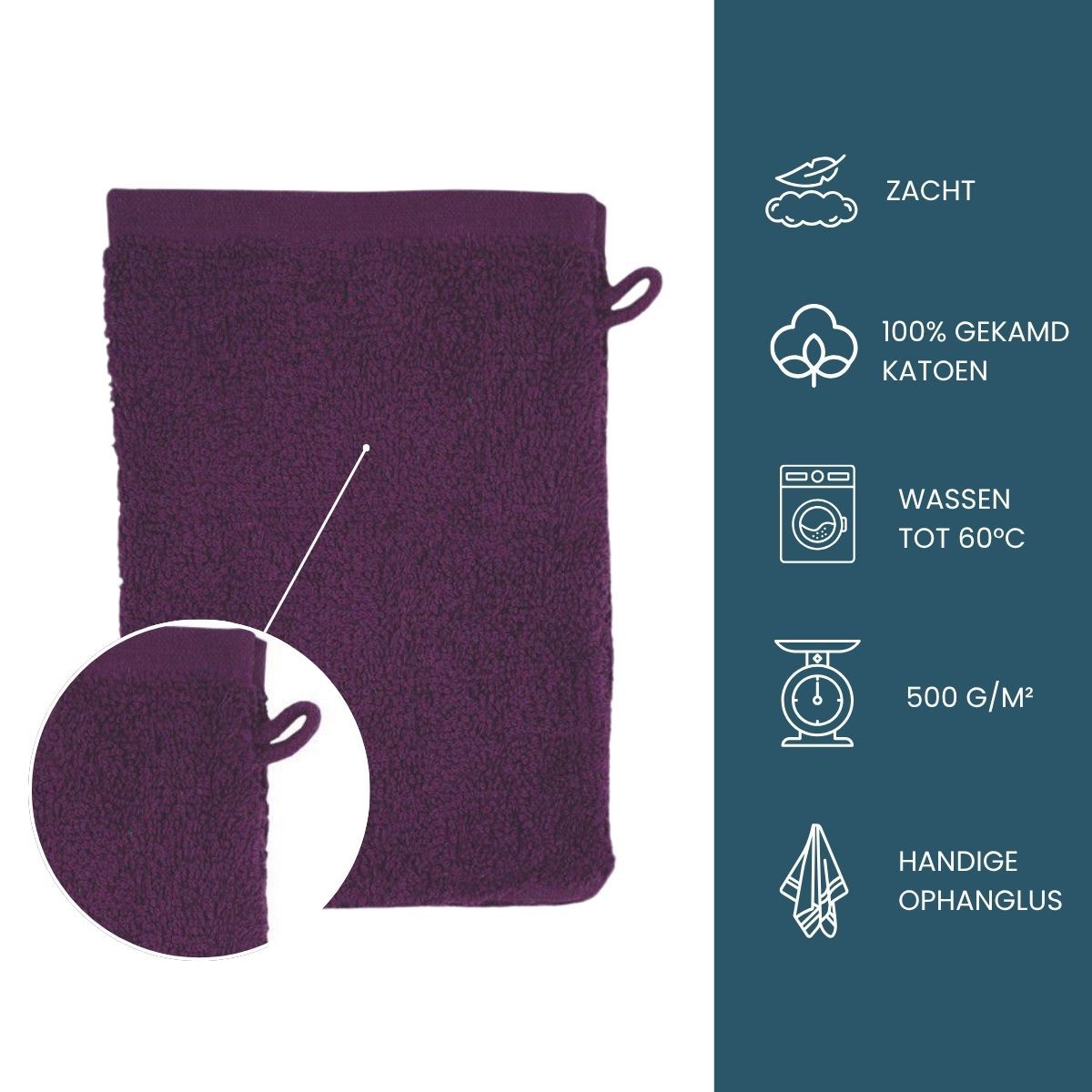The One Washandje 500 gram 15x21 cm Plum