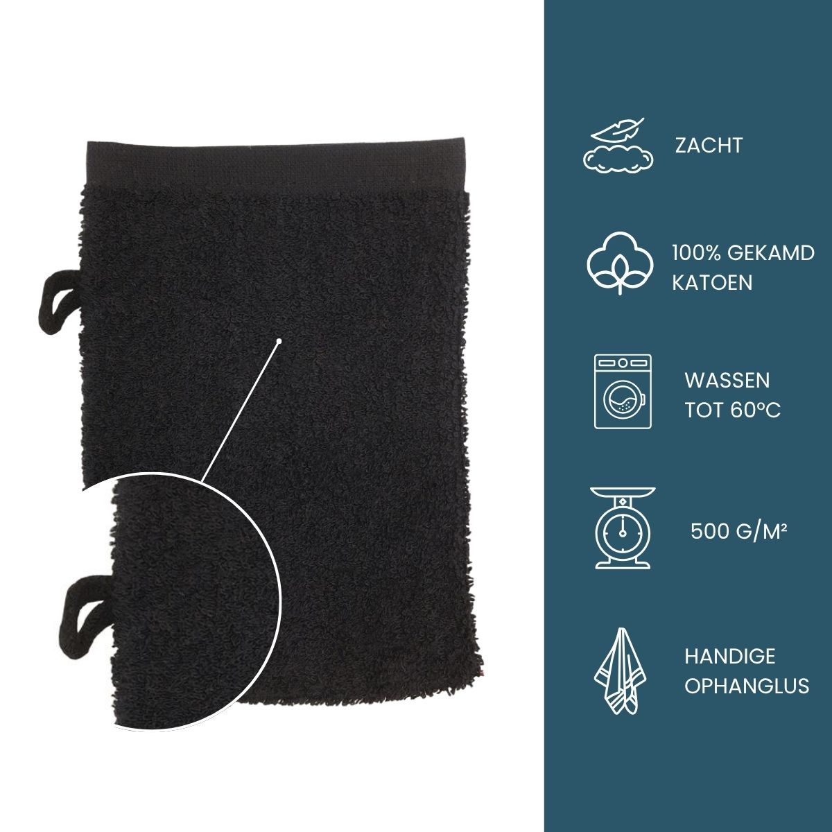 The One Washandjes Zwart - 10 stuks