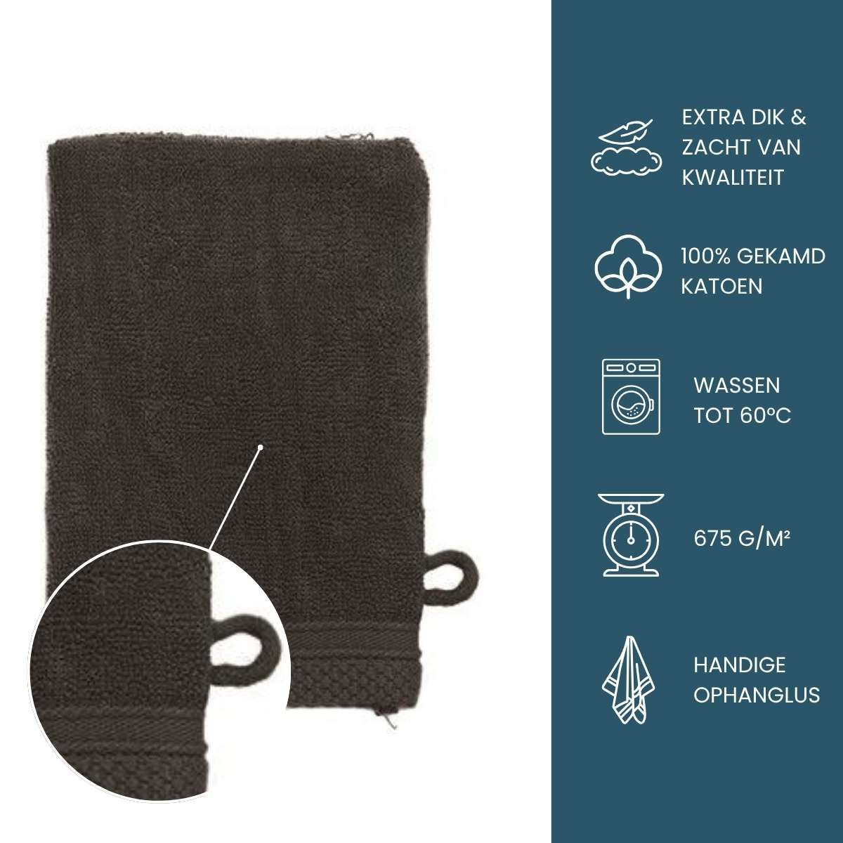 The One Washandje Ultra Deluxe 16 x 21 cm 675 gr Antraciet