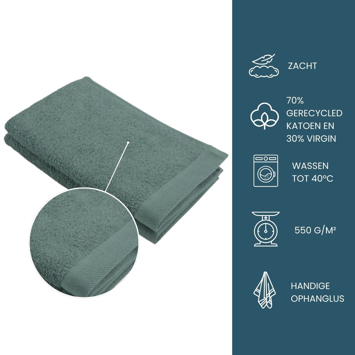 Walra Remade Cotton Gastendoekje 30 x 50 cm 550 gram Donker Groen - 6 stuks