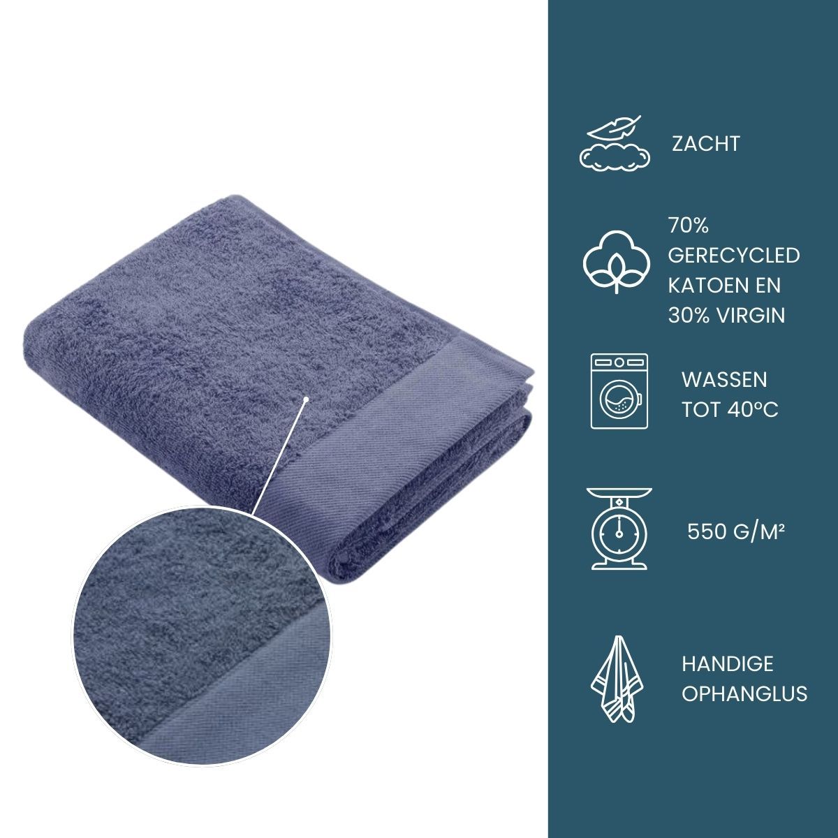 Walra Remade Cotton Handdoeken 60 x 110 cm - 550 gr/m² - Blauw - 5 stuks
