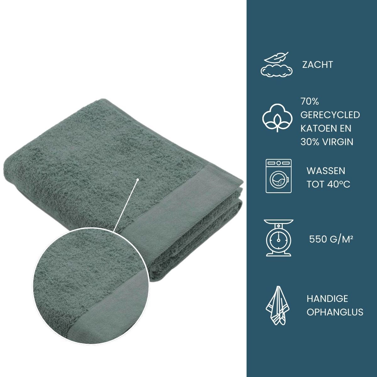 Walra Remade Cotton Handdoeken 60 x 110 cm - 550 gr/m² - Donker Groen - 10 stuks