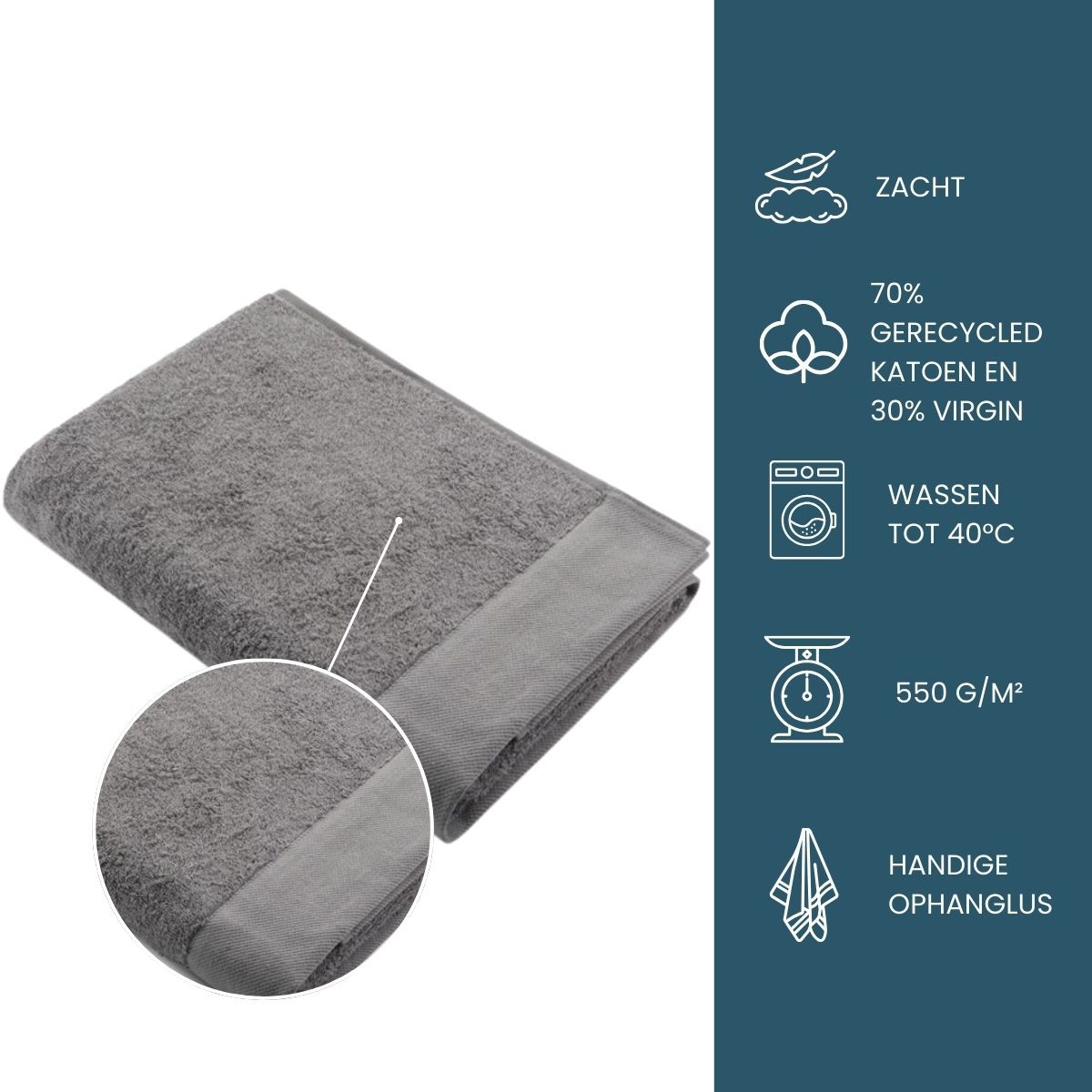 Walra Remade Cotton Handdoeken 60 x 110 cm - 550 gr/m² - Taupe - 10 stuks
