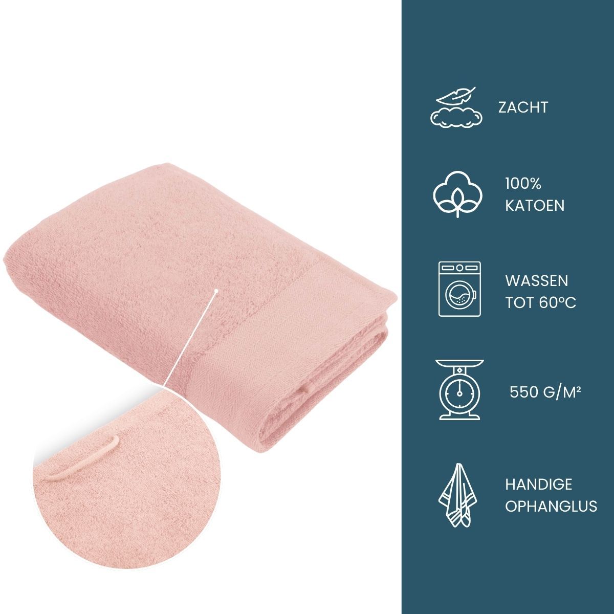 Walra Soft Cotton Baddoek 50 x 100 cm 550 gram Roze