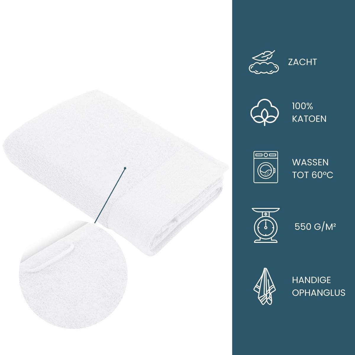 Walra Soft Cotton Handdoek 50x100 cm 550gram  White - 6 stuks