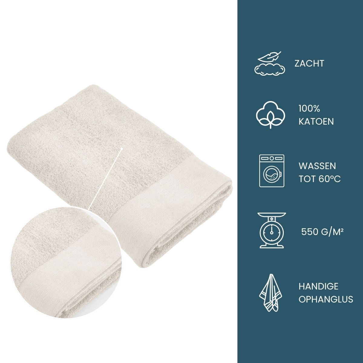 Walra Soft Cotton Handdoeken 70 x 140 cm - 550 gr/m² - Kiezel Grijs - 5 stuks