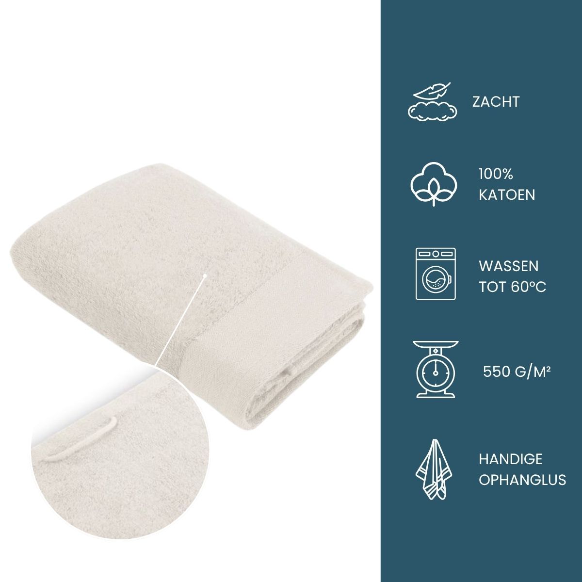 Walra Soft Cotton Handdoeken 50 x 100 cm - 550 gr/m² - Kiezel Grijs - 5 stuks