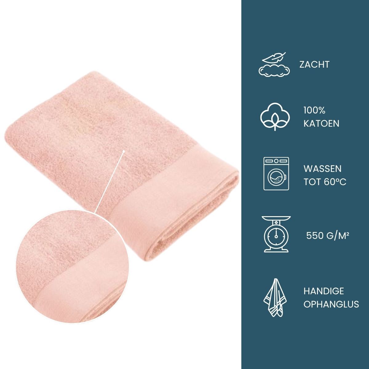 Walra Soft Cotton Handdoeken 70 x 140 cm - 550 gr/m² - Roze - 5 stuks
