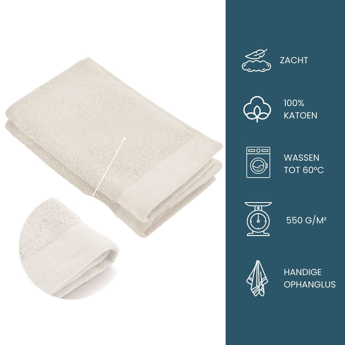 Walra Soft Cotton Gastendoek 30 x 50 cm 550 gram Kiezel Grijs - 2 stuks