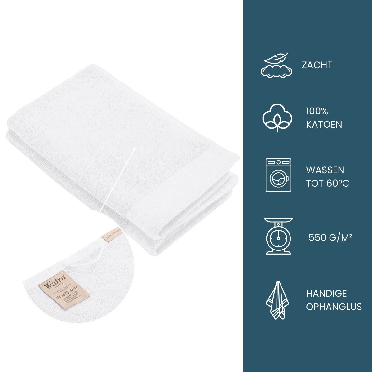 Walra Soft Cotton Gastendoek 30 x 50 cm 550 gram White - 2 stuks
