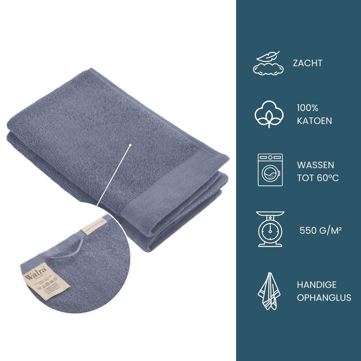 Walra Soft Cotton Gastendoekje 30 x 50 cm 550 gram Indigo - 8 stuks