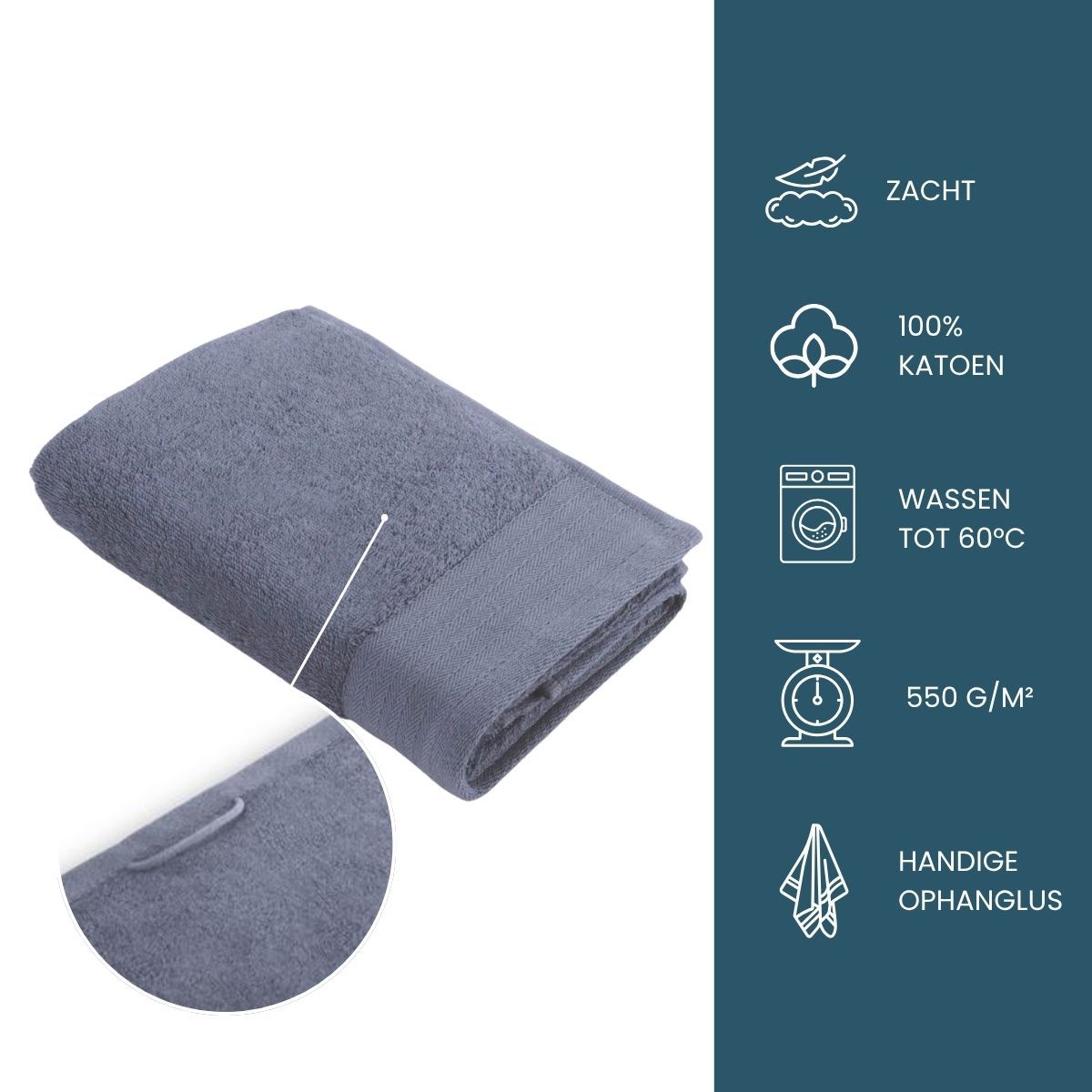 Walra Soft Cotton Handdoeken 50 x 100 cm - 550 gr/m² - Indigo - 10 stuks