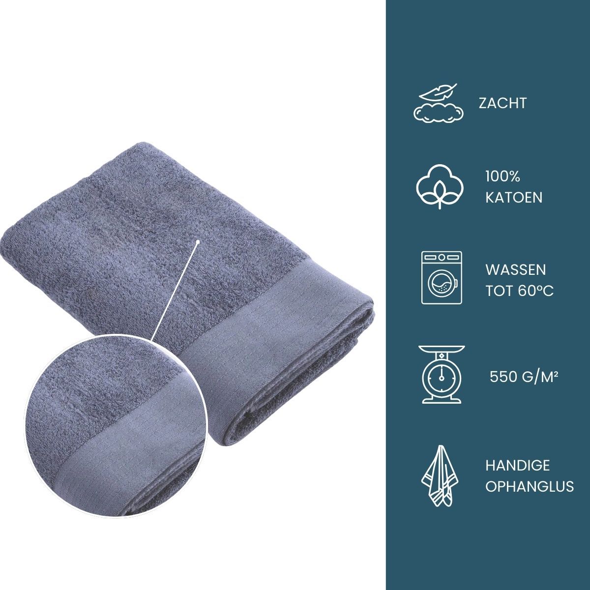 Walra Soft Cotton Handdoek 70 x 140 cm 550 gram Indigo