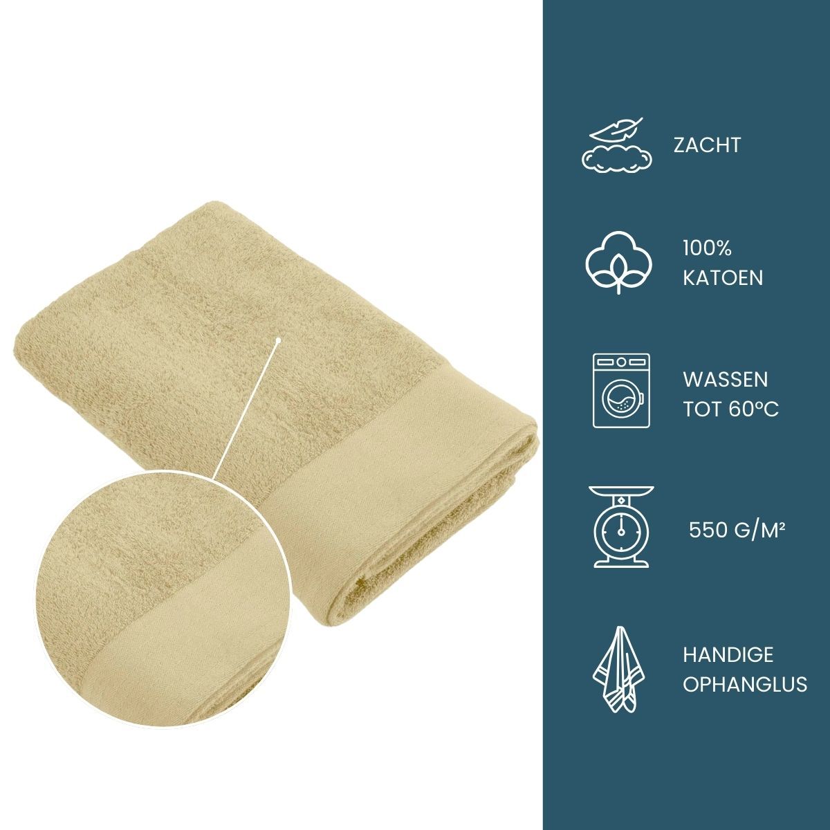 Walra Soft Cotton Handdoek 70 x 140 cm 550 gram Maisgeel - 4 stuks