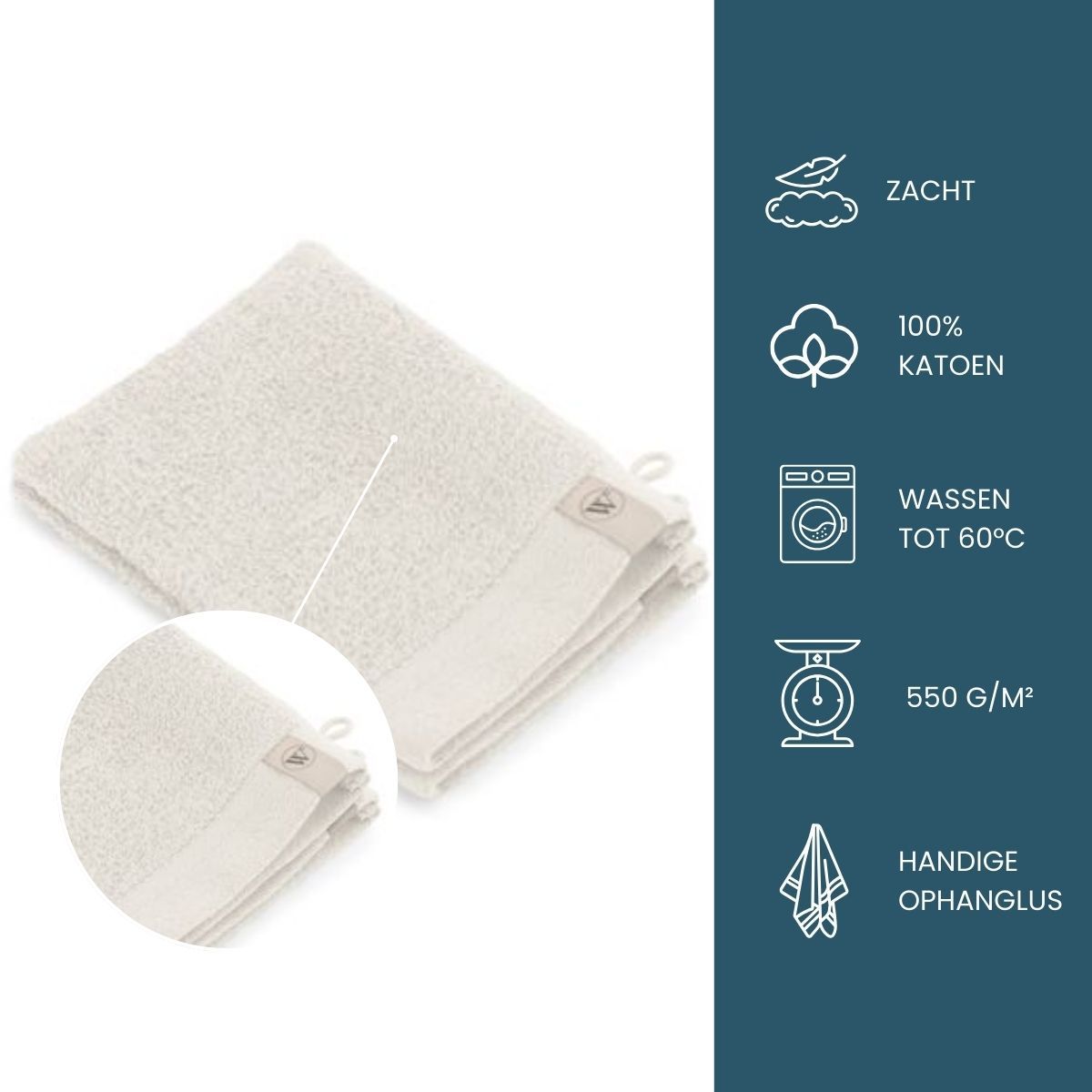Walra Soft Cotton Washandje 16x21 cm 550 gram Kiezel Grijs - 2 stuks