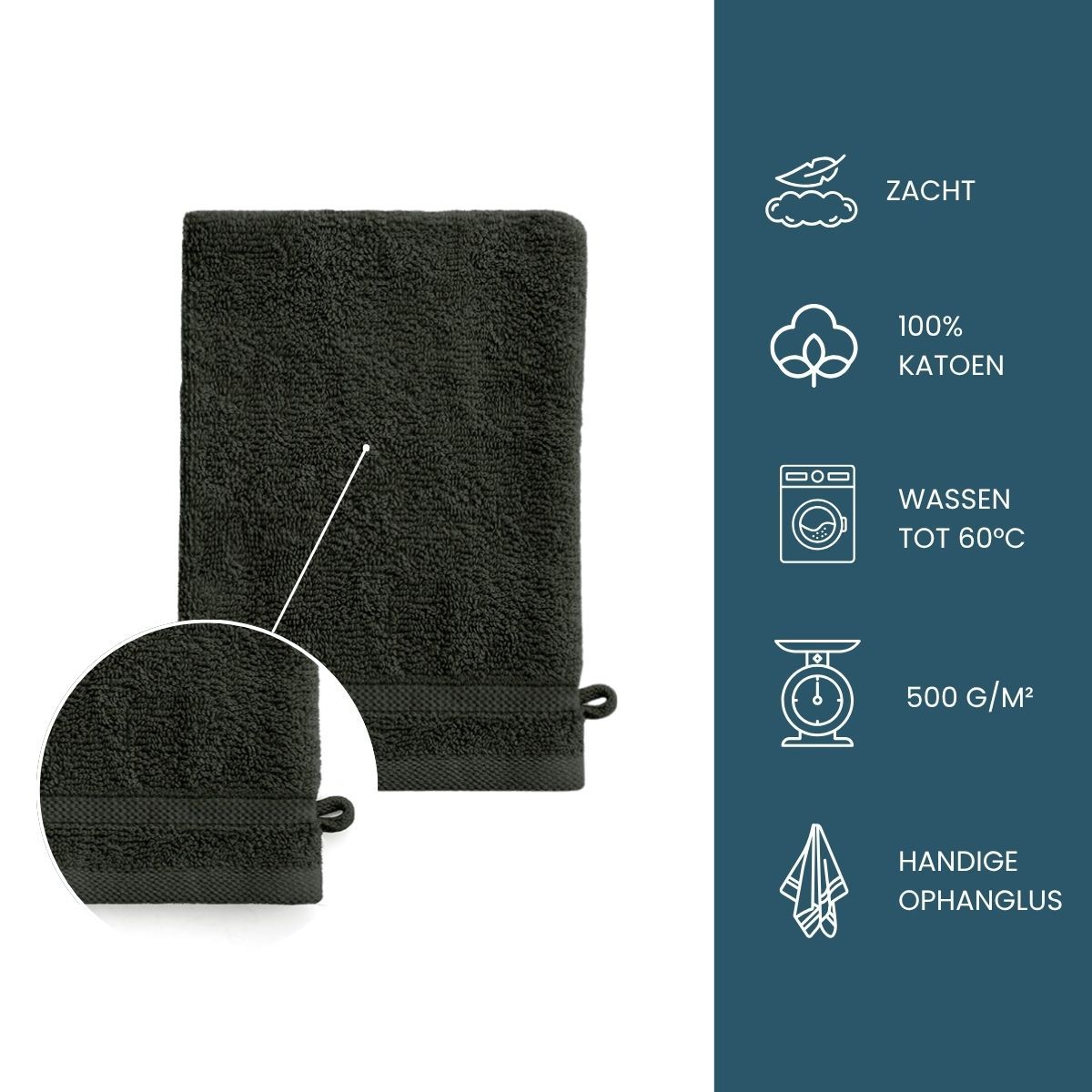 Byrklund Washand 16x21 cm 500gram Antraciet - 12 stuks