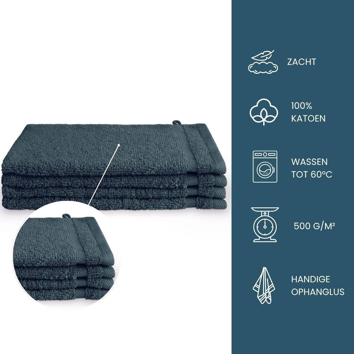 Byrklund Washand 16x21 cm 500gram Donkerblauw - 4 stuks