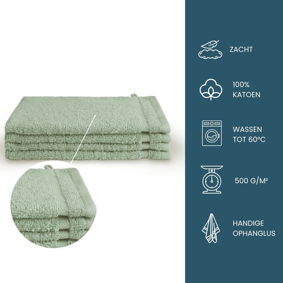 Byrklund Washand 16x21 cm 500gram Jade - 12 stuks