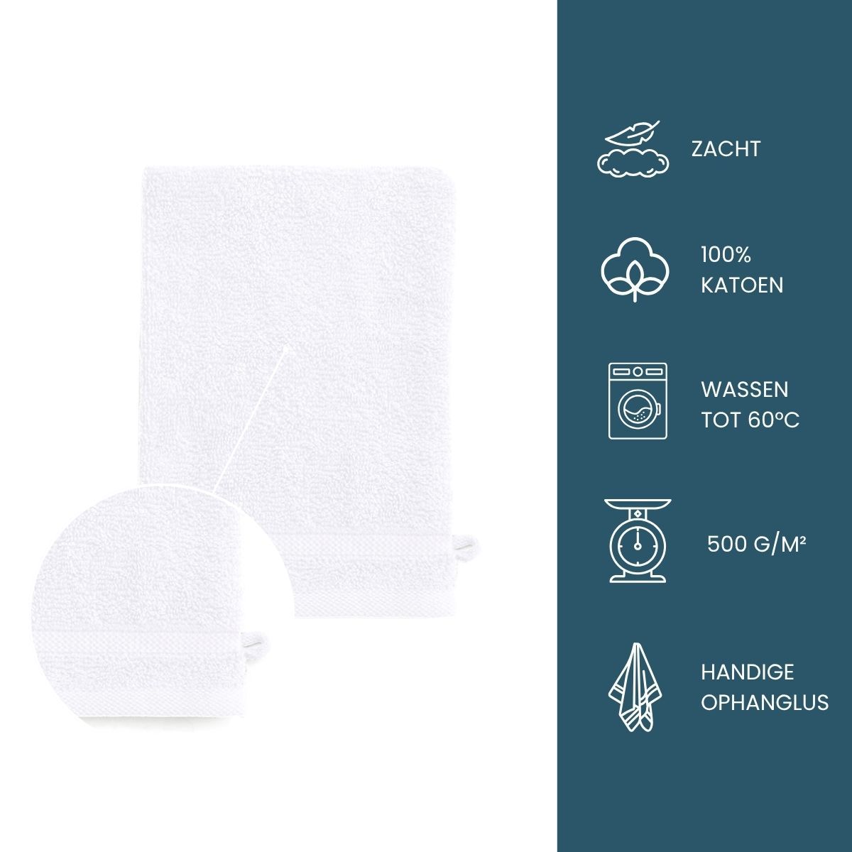 Byrklund Washand 16x21 cm 500gram Wit - 4 stuks