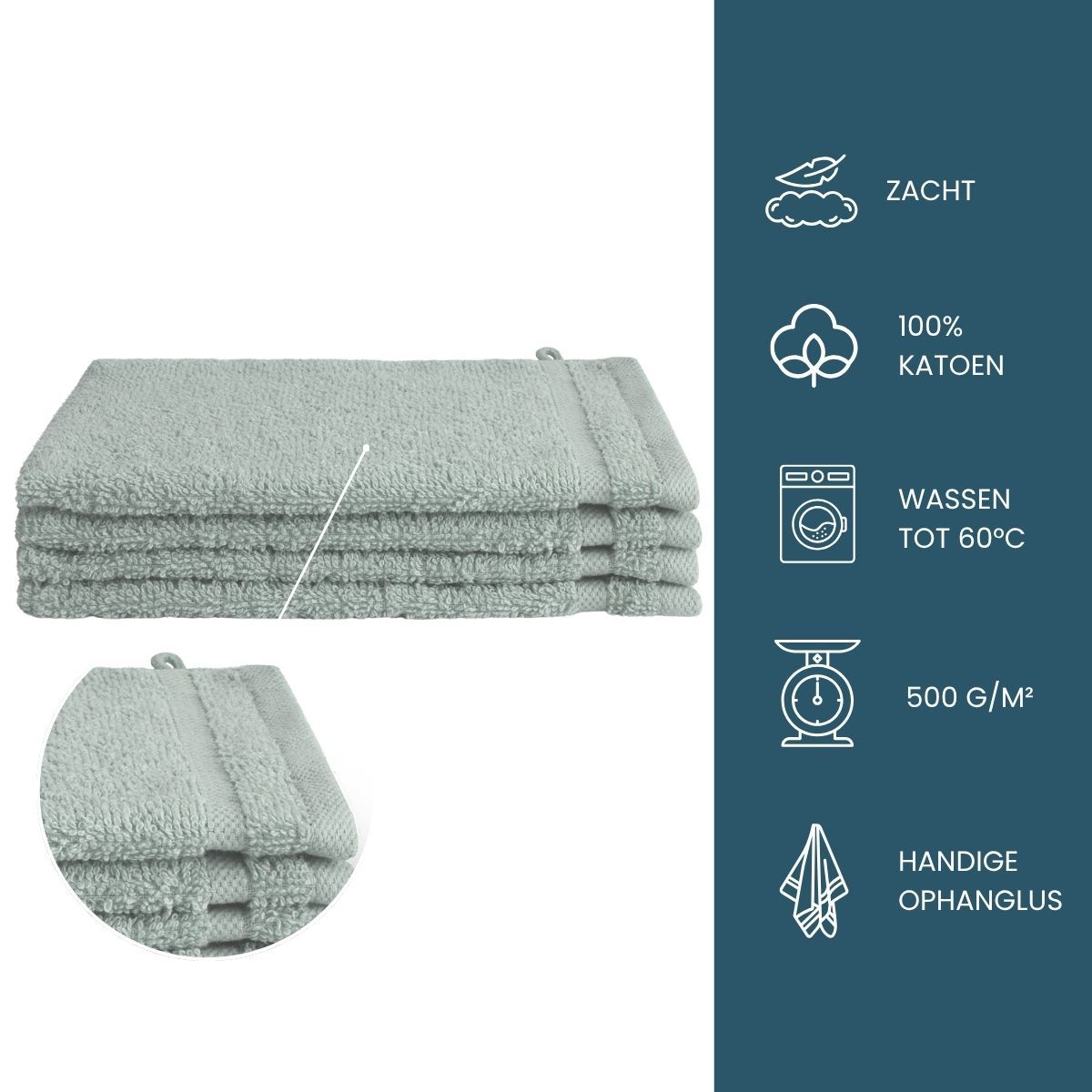 Byrklund Washand 16x21 cm 500gram Zeeblauw - 4 stuks