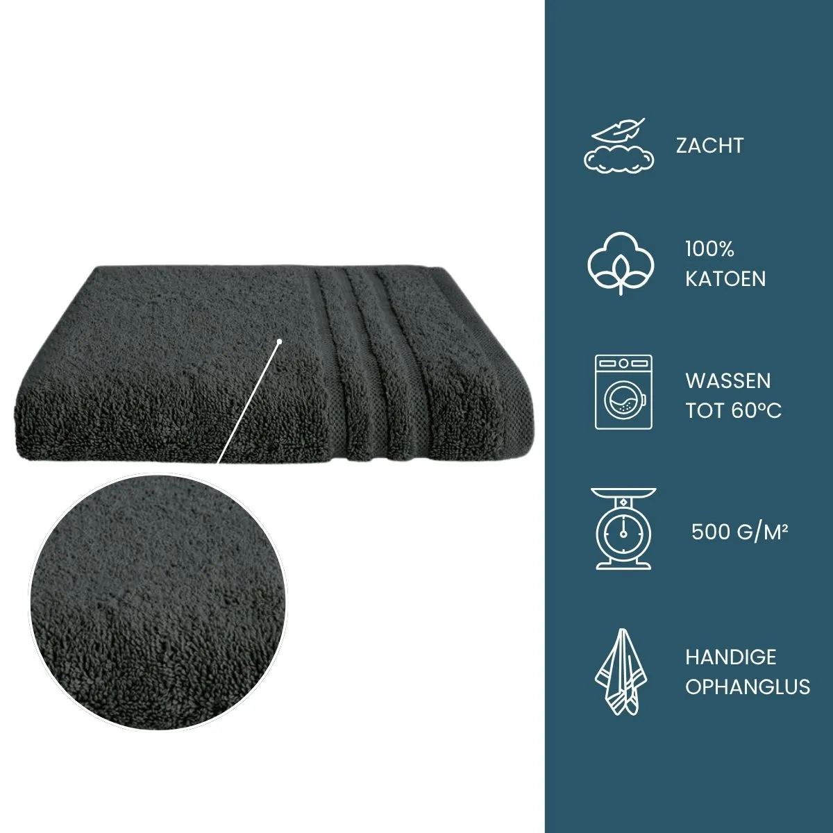 Byrklund Handdoek 50x100 cm 500 gram Antraciet