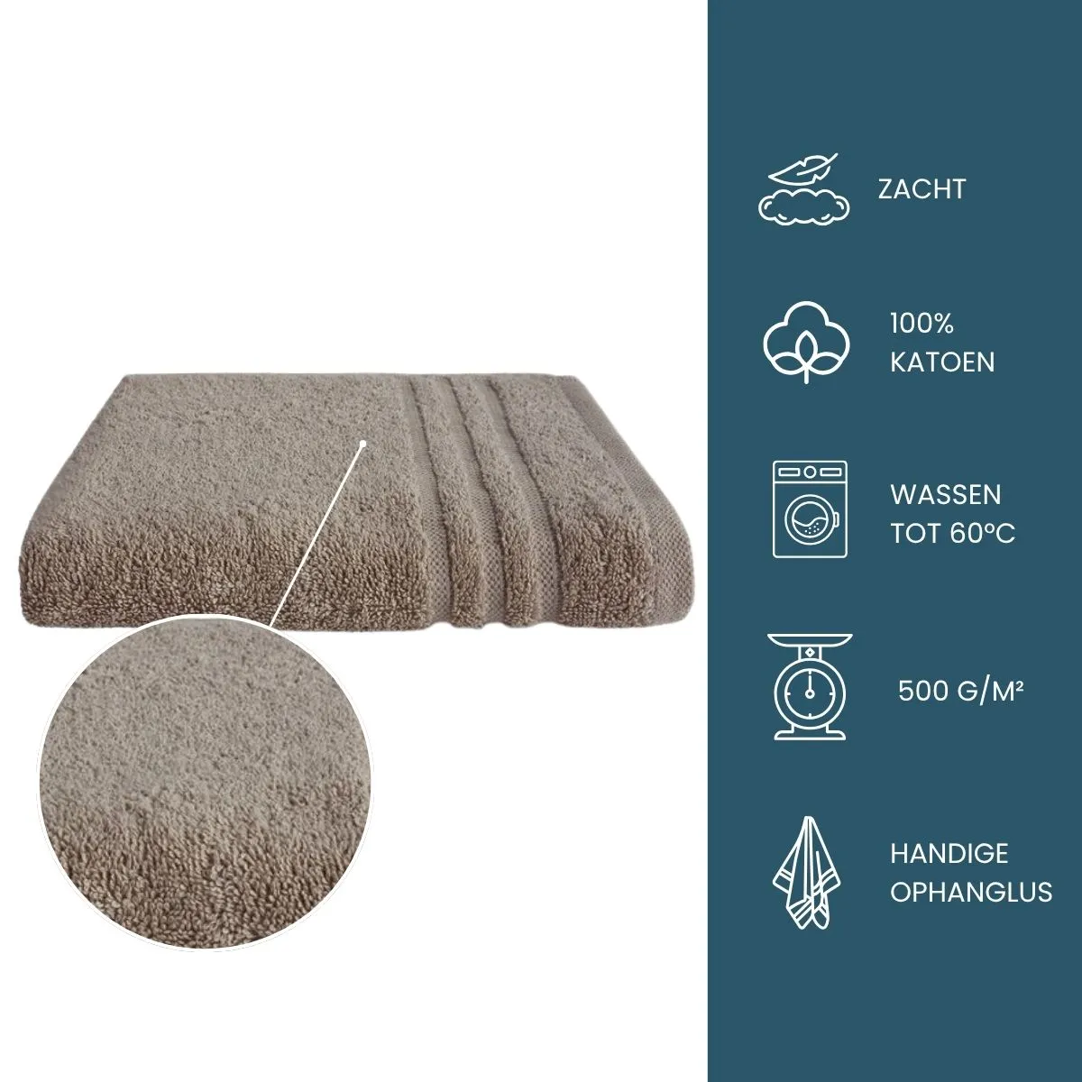 Byrklund Handdoek 50x100 cm 500gram Taupe - 6 stuks