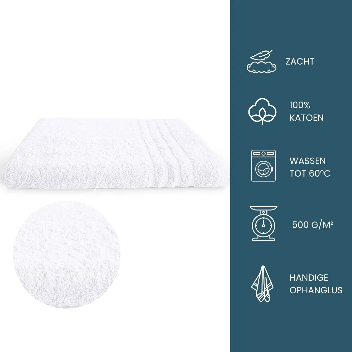 Byrklund Handdoek 70 x 140 cm 500gram Wit - 6 stuks