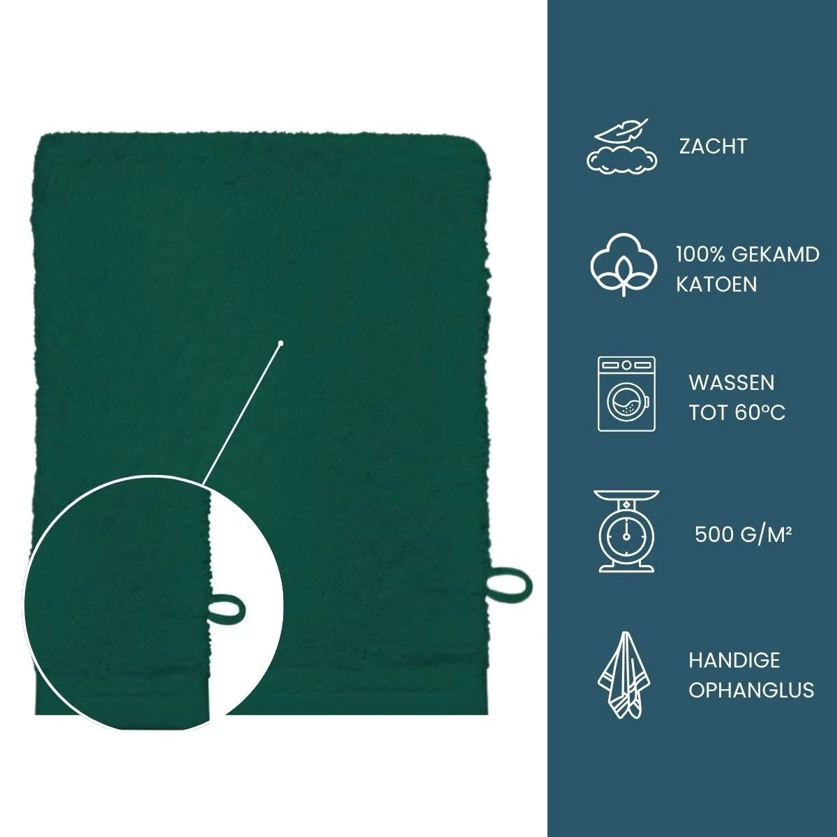 The One Washandje 500 gram 15x21 cm Donkergroen