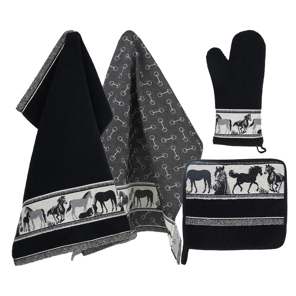 Bunzlau Castle Keukentextiel Set Horse Zwart