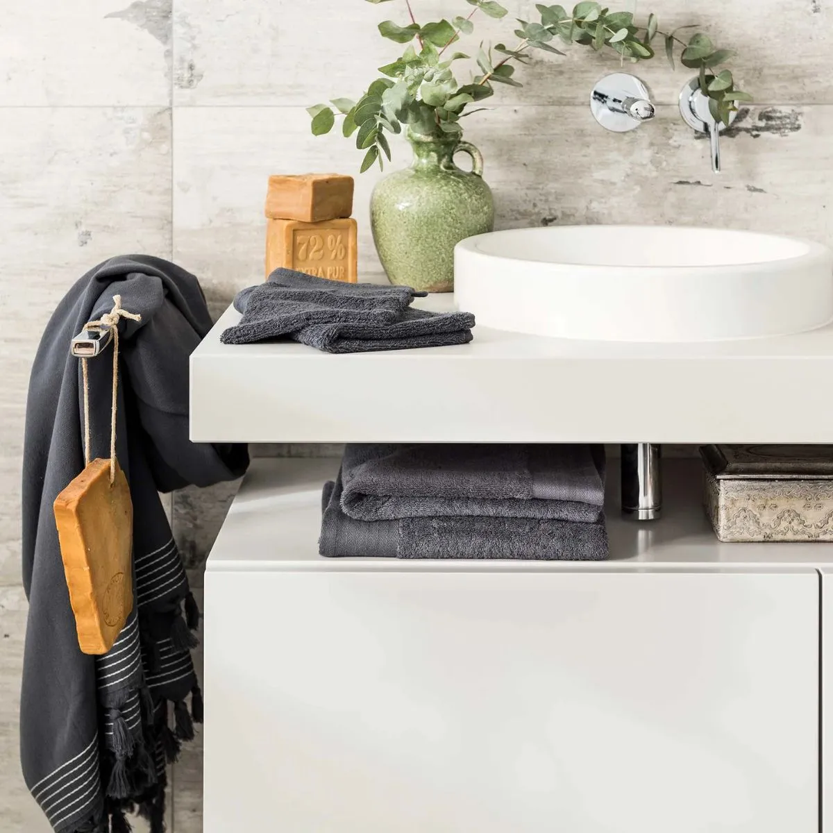 Walra Soft Cotton Handdoeken 50 x 100 cm - 550 gr/m² - Antraciet - 5 stuks