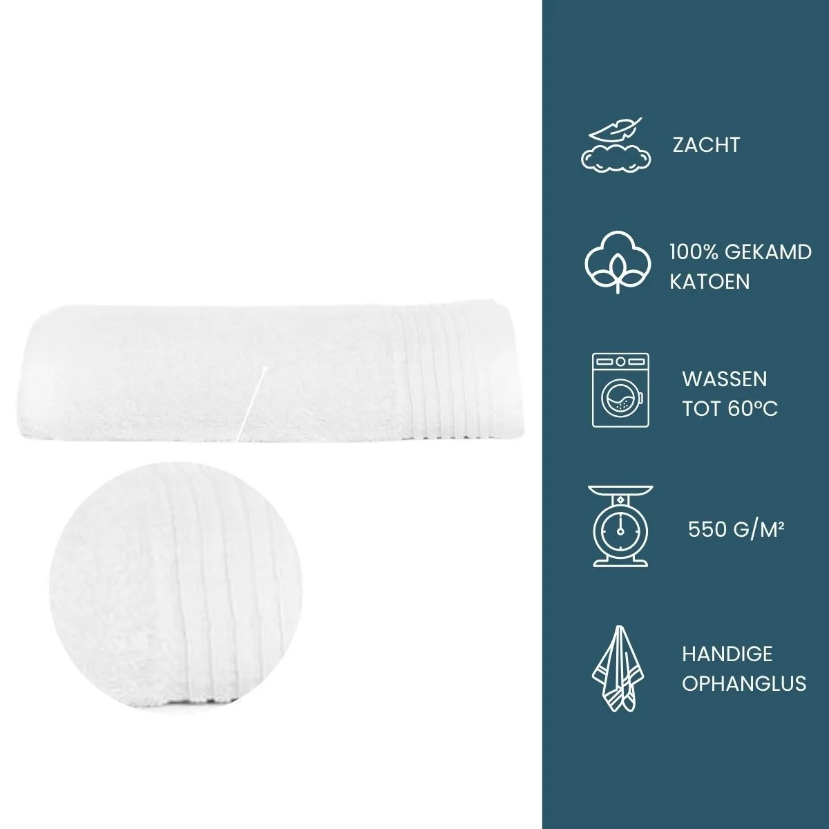 The One Baddoek Deluxe 60x110 550 gr Wit