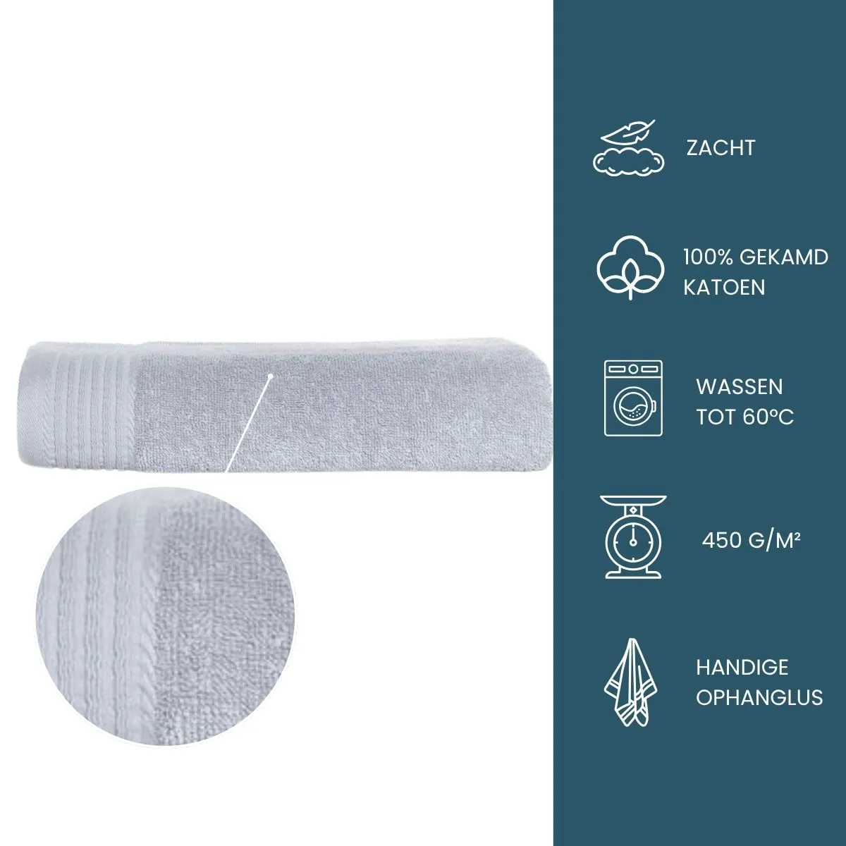 The One Badhanddoek 450 gram 70x140 Licht grijs (5 stuks)