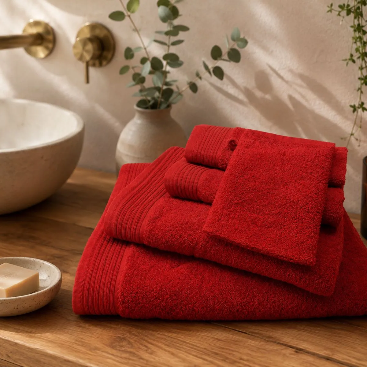 The One Washandjes Rood - 10 stuks