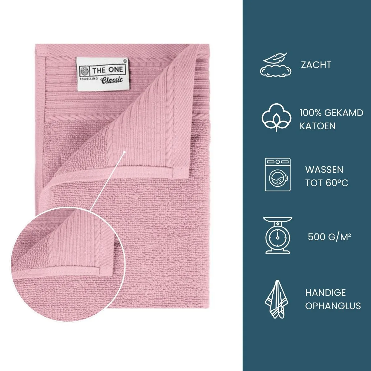 The One Gastendoek 30x50 cm 500 gram Licht Roze