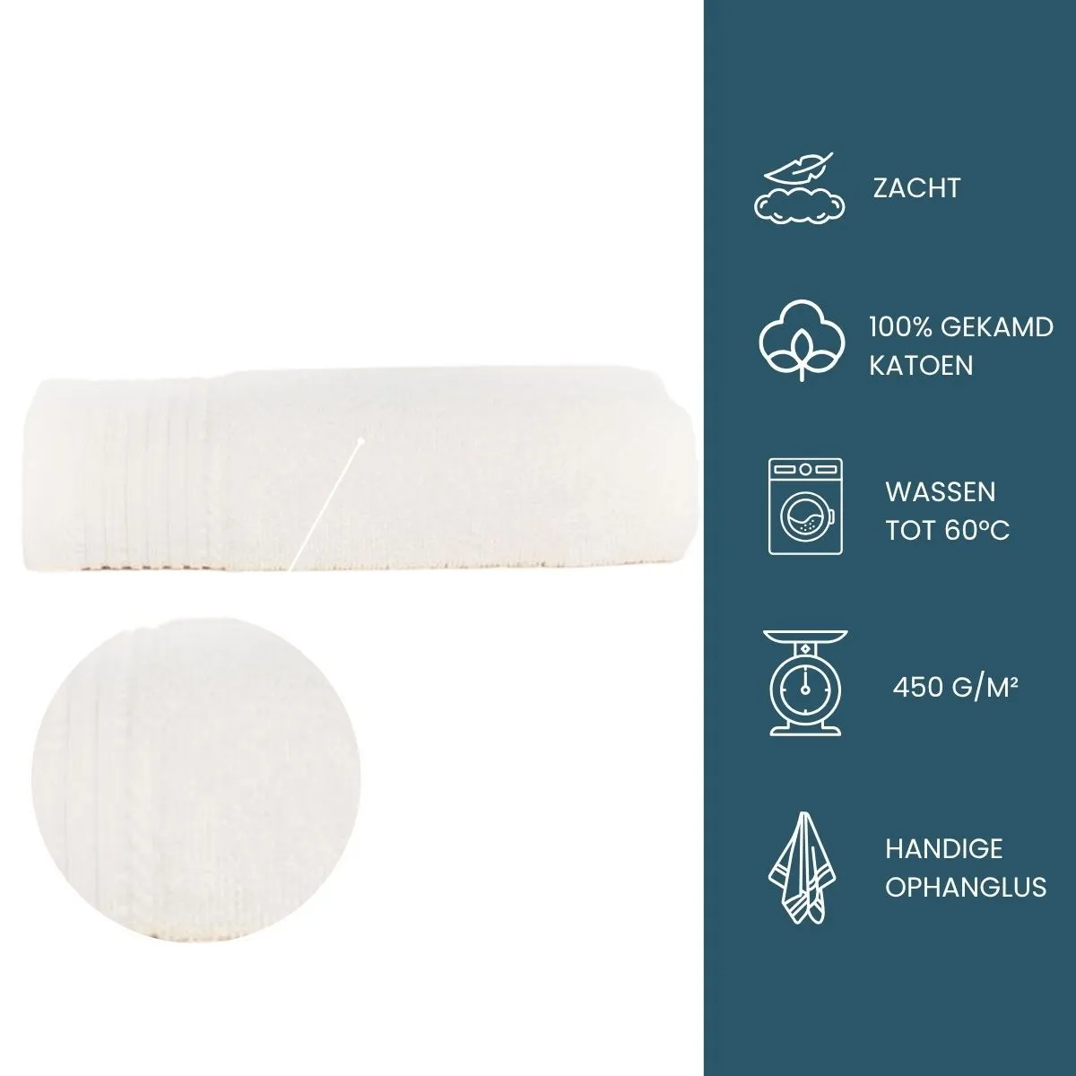 The One Handdoek 450 gram 50x100 cm Ivory (5 stuks)