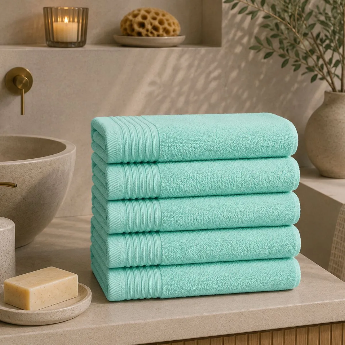 The One Badhanddoek Deluxe 70x140  550 gram Mint (5 stuks)