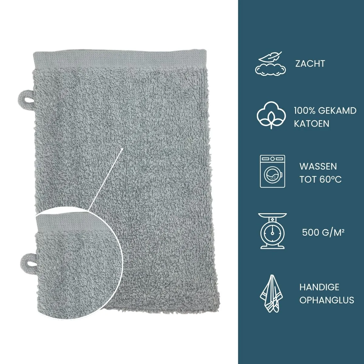 The One Washandje 500 gram 15x21 cm Licht grijs