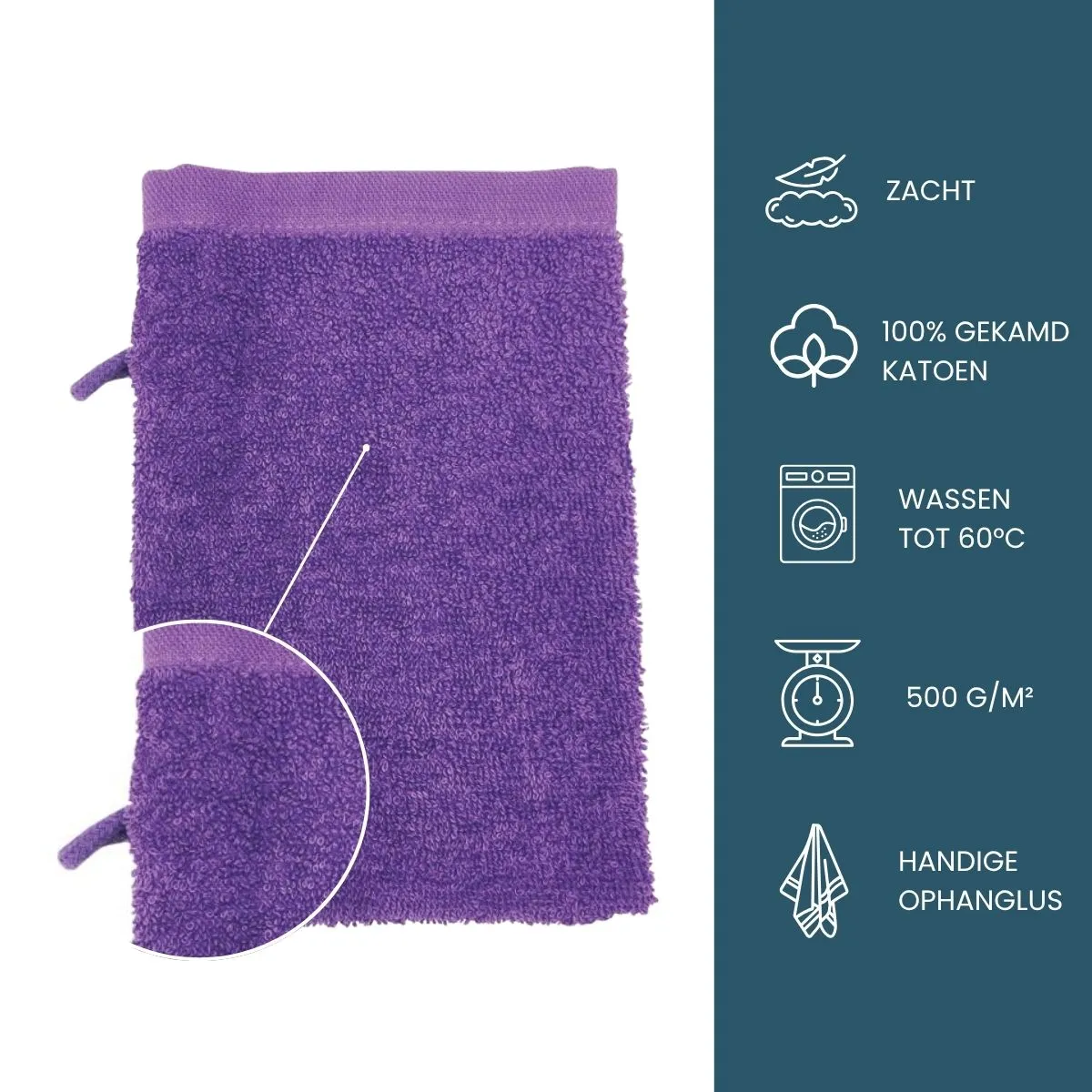 The One Washandje 500 gram 15x21 cm Paars