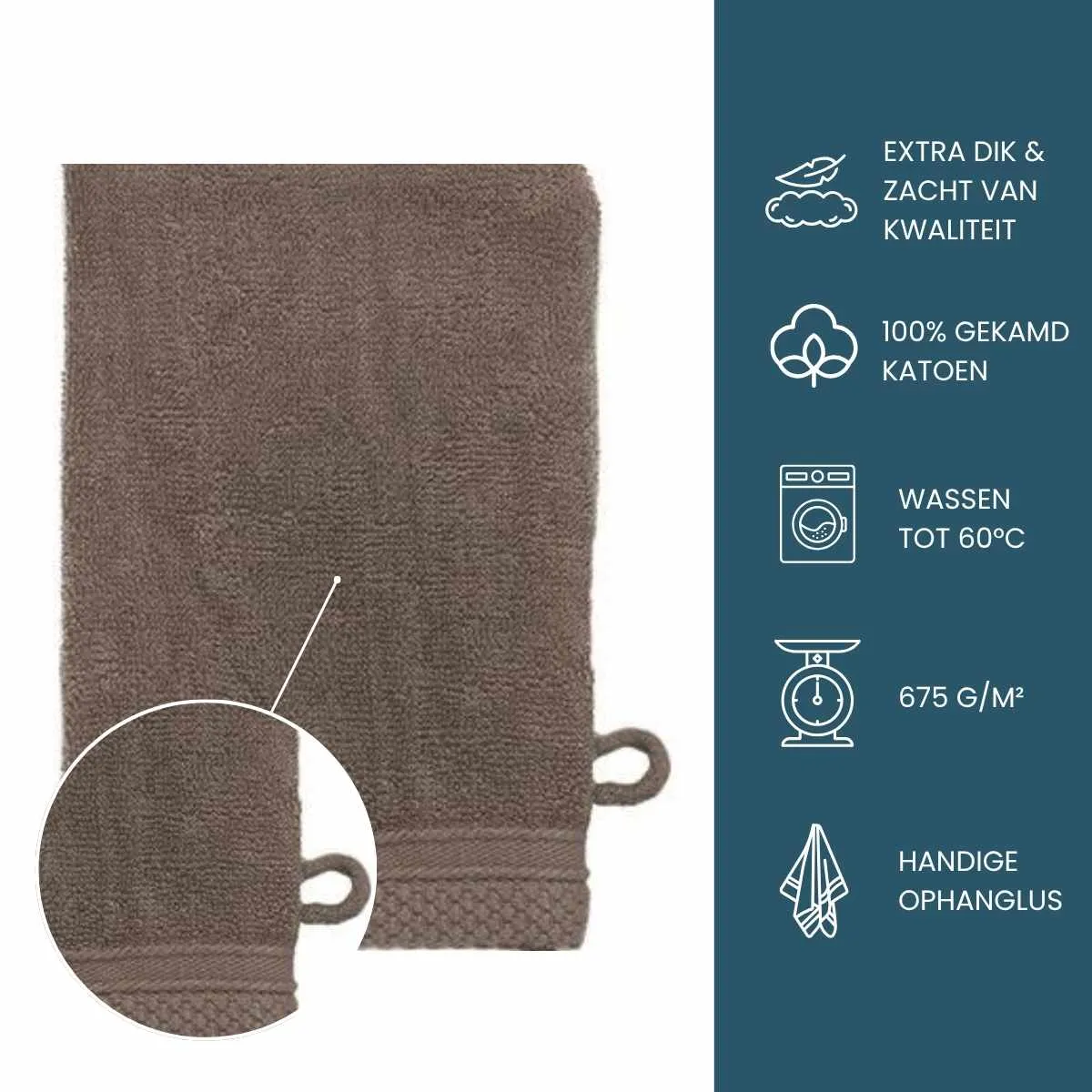 The One Washandje Ultra Deluxe 16 x 21 cm 675 gr Taupe