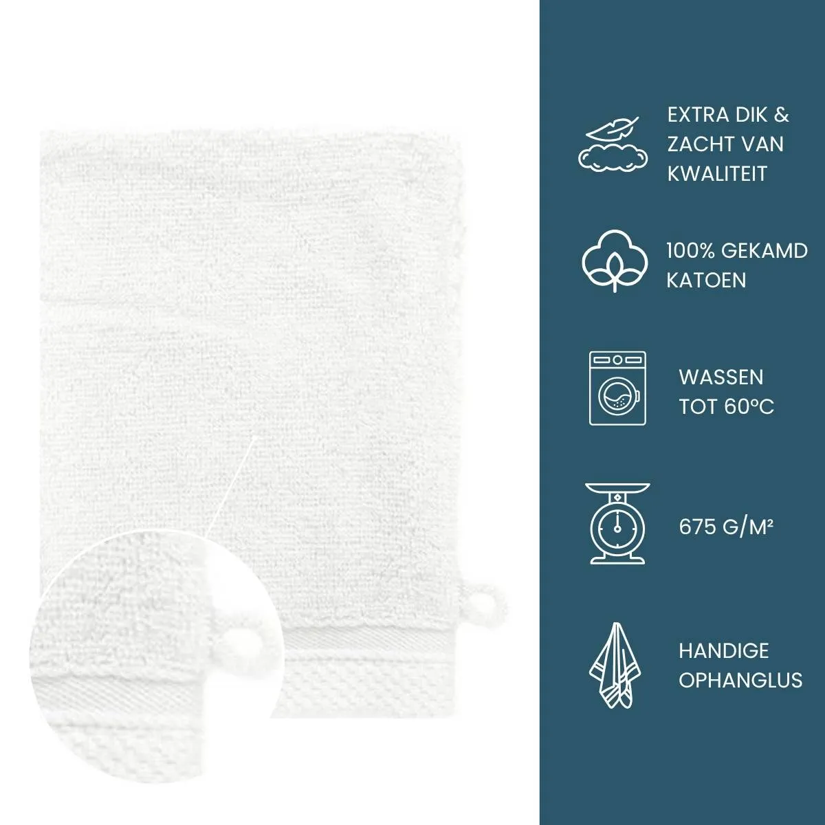 The One Washandje Ultra Deluxe 16 x 21 cm 675 gr Wit