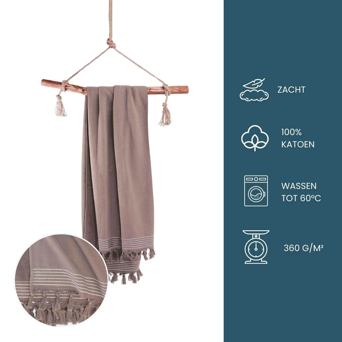 Walra Hamamdoek Soft Cotton 100x180cm Taupe