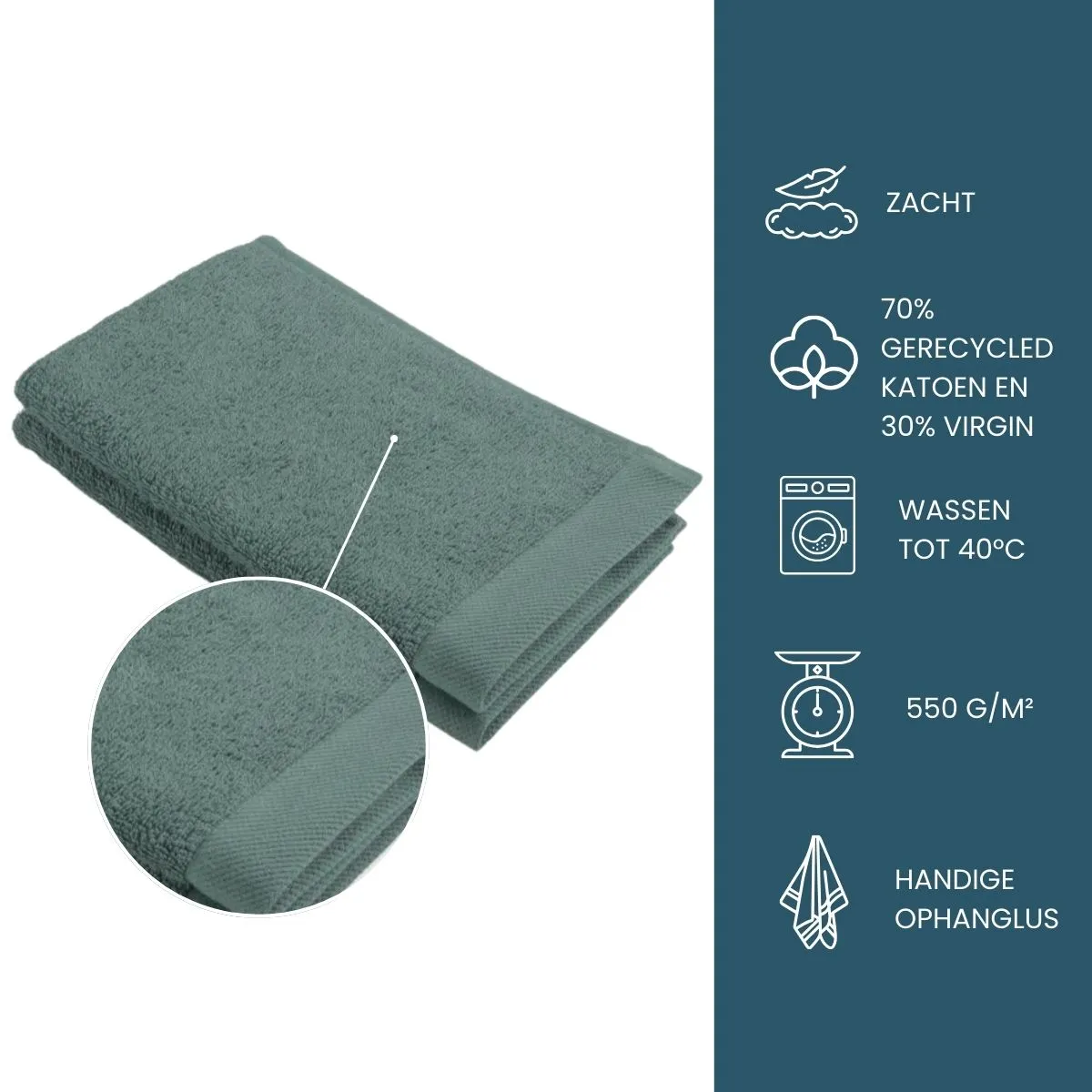Walra Remade Cotton Gastendoekje 30 x 50 cm 550 gram Donker Groen - 2 stuks