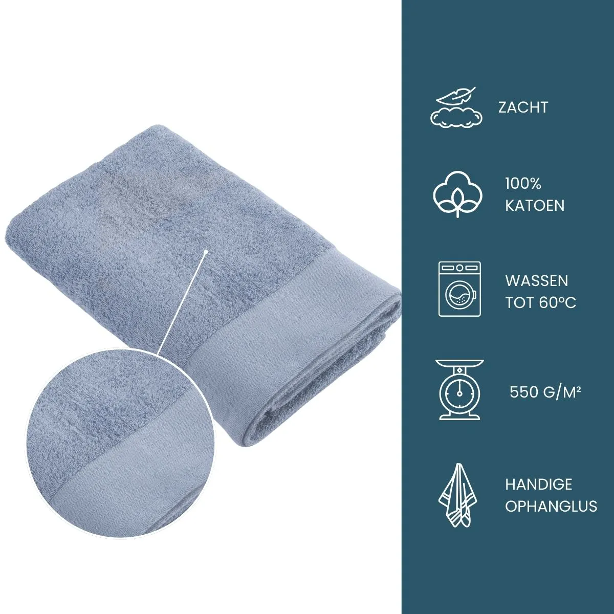 Walra Soft Cotton Douchelaken 70 x 140 cm 550 gram Blue