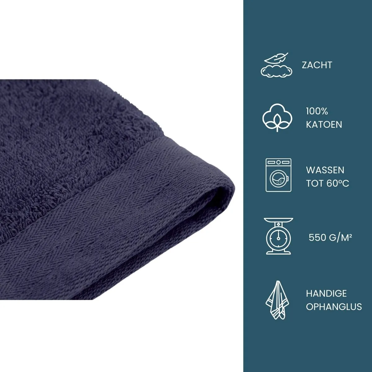 Walra Soft Cotton Gastendoekje 30 x 50 cm 550 gram Navy - 8 stuks