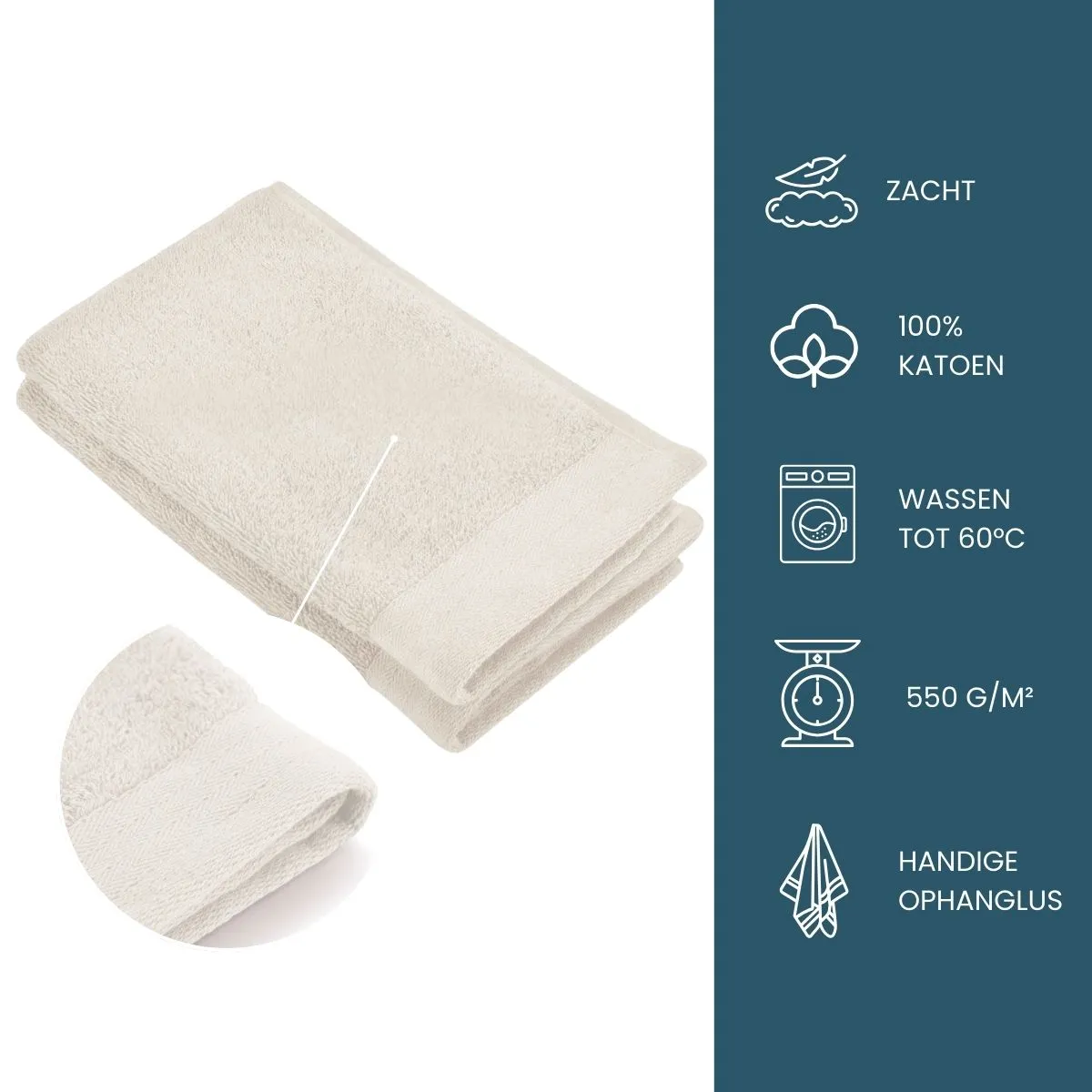 Walra Soft Cotton Gastendoekjes 30x50 cm 550gram Kiezel Grijs - 8 stuks